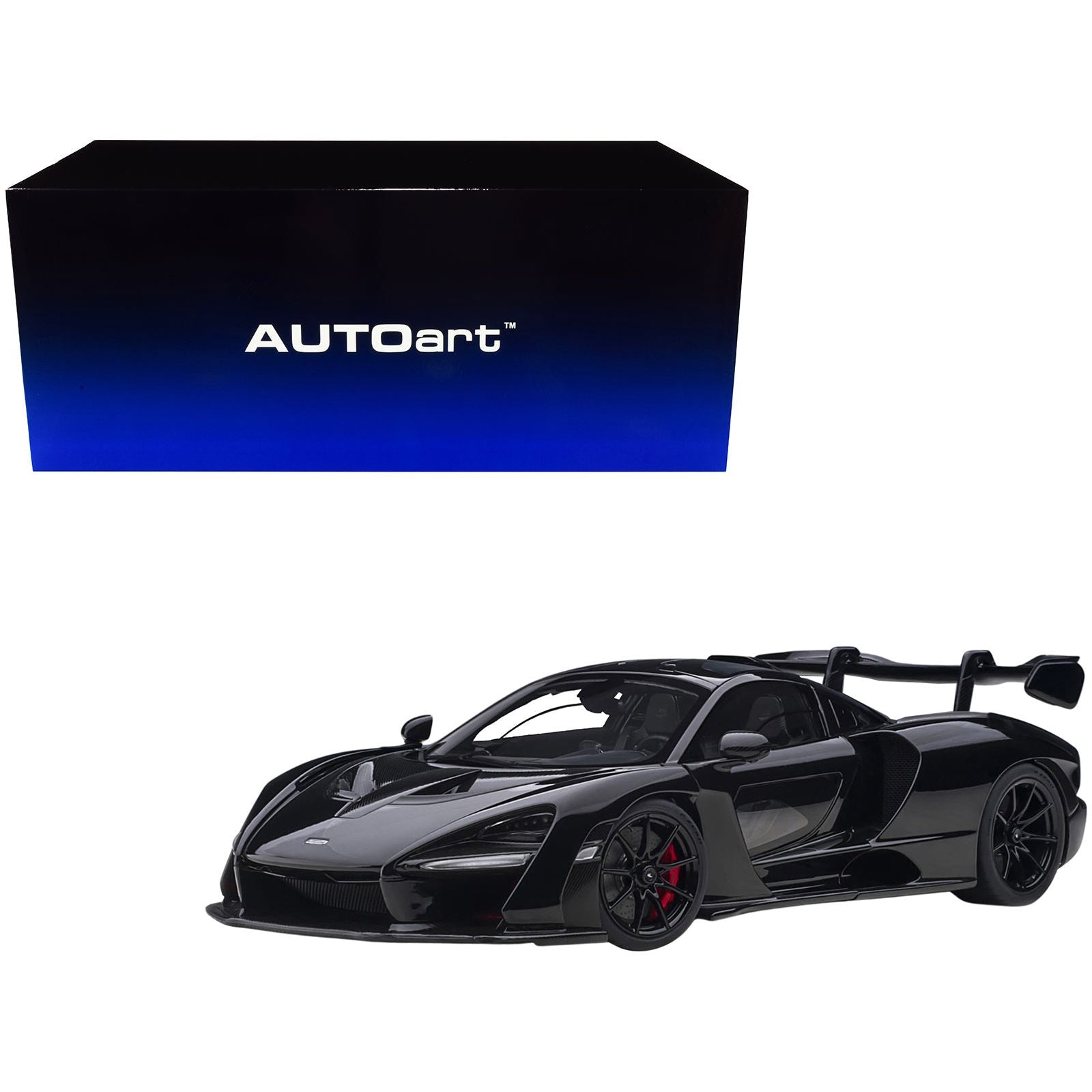 Mclaren Senna Stealth Cosmos Black with Carbon Accents 1/18 Model Car by Autoart - Autoart - ModelCars.com