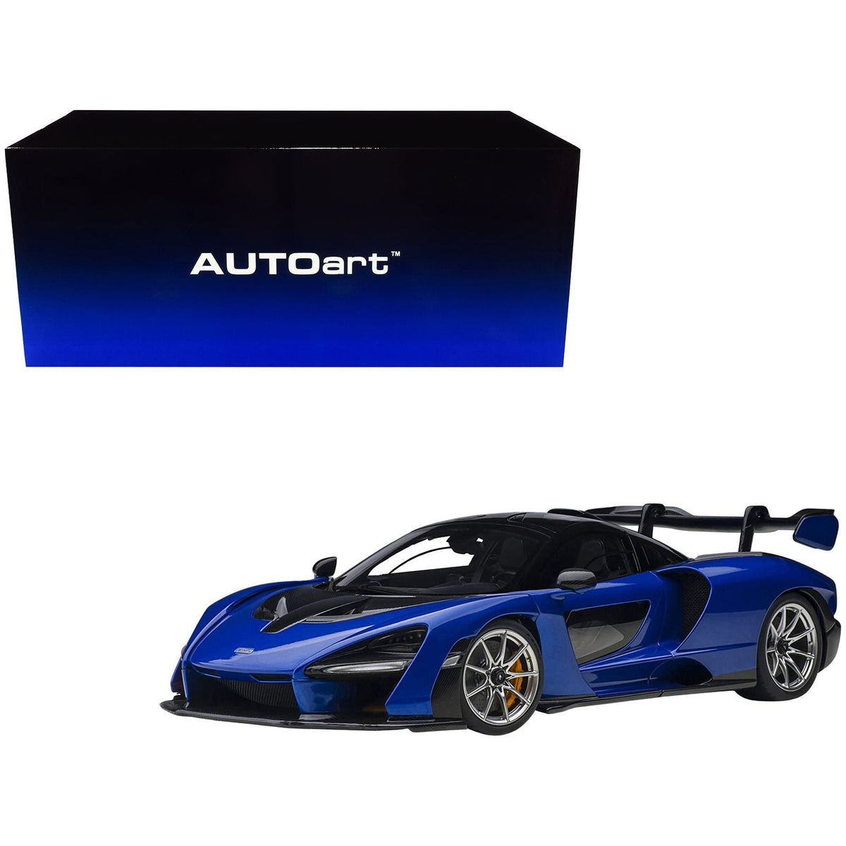 Mclaren Senna Trophy Kyanos Blue and Black with Carbon Accents 1/18 Model Car by Autoart - Autoart - ModelCars.com