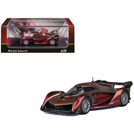 McLaren Solus GT Wine Red Metallic with Gold Stripes 1/64 Diecast Model Car by CM Model-CM Models-ModelCars.com