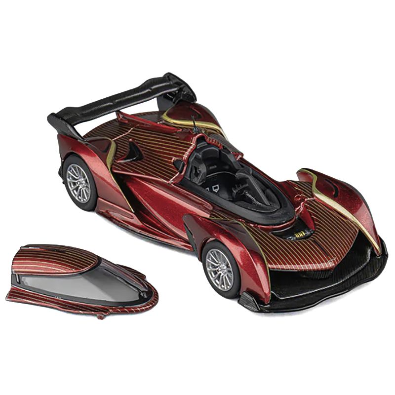 McLaren Solus GT Wine Red Metallic with Gold Stripes 1/64 Diecast Model Car by CM Model-CM Models-ModelCars.com