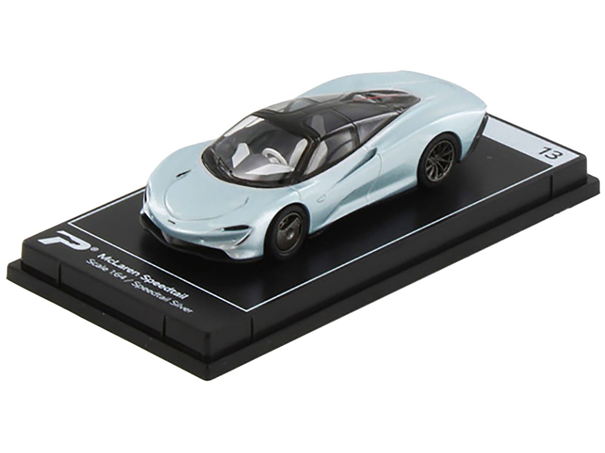 McLaren Speedtail Silver Metallic with Black Top "Hypercar League Collection" 1/64 Diecast Model Car by PosterCars-PosterCars-ModelCars.com