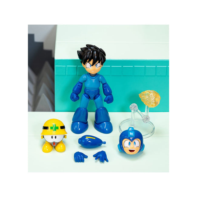 Mega Man 4.5" Moveable Figure (Deluxe Version) with Accessories and Alternate Head and Hands "Mega Man" (1987) Video Game Model by Jada-Jada-ModelCars.com
