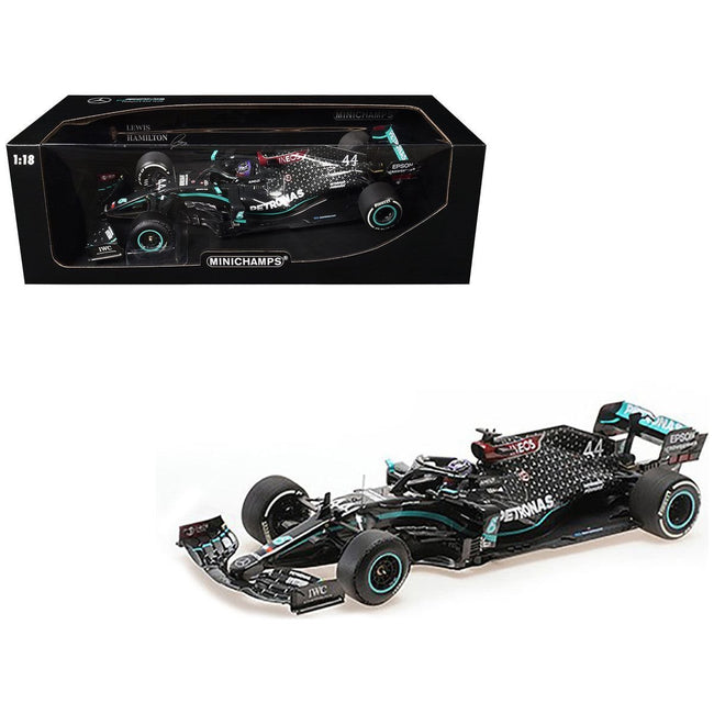 Mercedes-AMG F1 W11 EQ Performance #44 Lewis Hamilton "Petronas" Winner Formula One F1 "British GP" (2020) with Driver Limited Edition to 704 pieces Worldwide 1/18 Diecast Model Car by Minichamps-Minichamps-ModelCars.com