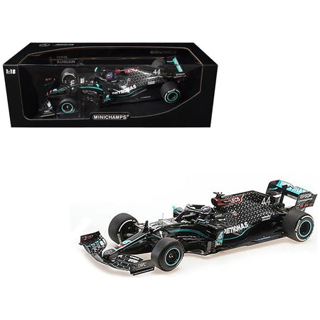 Mercedes - AMG F1 W11 EQ Performance 44 Lewis Hamilton "Petronas" Winner Formula One F1 "British GP" (2020) with Driver Limited Edition to 704 pieces Worldwide 1/18 Diecast Model Car by Minichamps - Minichamps - ModelCars.com