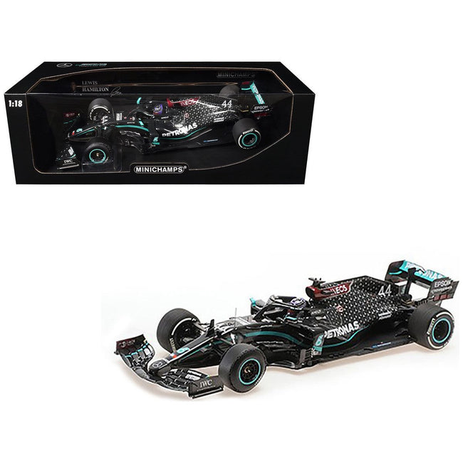 Mercedes - AMG F1 W11 EQ Performance 44 Lewis Hamilton "Petronas" Winner Formula One F1 "British GP" (2020) with Driver Limited Edition to 704 pieces Worldwide 1/18 Diecast Model Car by Minichamps - Minichamps - ModelCars.com
