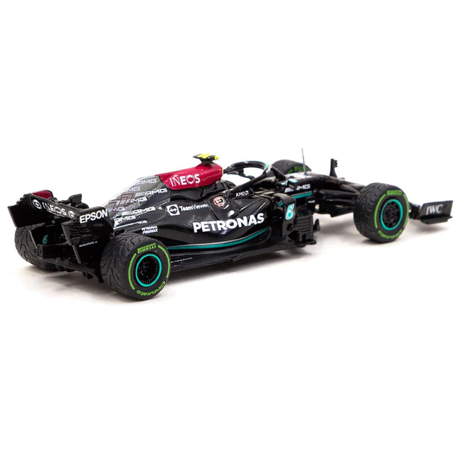 Mercedes - AMG F1 W12 E Performance 77 Valtteri Bottas Winner Formula One F1 Turkish GP (2021) with Number Board "Global64" Series 1/64 Diecast Model Car by Tarmac Works - Tarmac Works - ModelCars.com