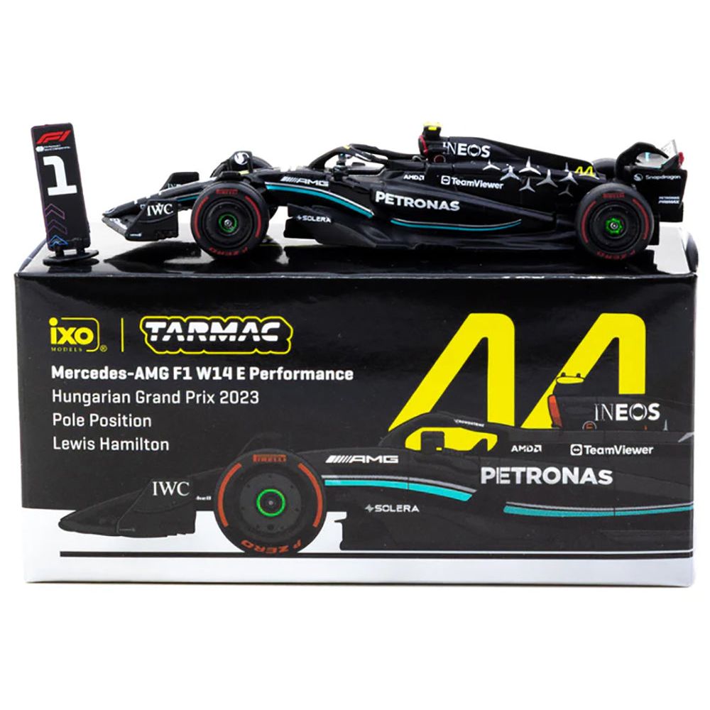 Mercedes-AMG F1 W14 E Performance #44 Lewis Hamilton Pole Position Formula One F1 "Hungarian GP" (2023) "Global64" Series 1/64 Diecast Model Car by Tarmac Works-Tarmac Works-ModelCars.com