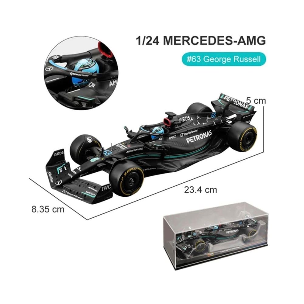 Mercedes - AMG F1 W14 E Performance 63 George Russell "Petronas" Formula One F1 "World Championship" (2023) 1/24 Diecast Model Car by Bburago - Bburago - ModelCars.com