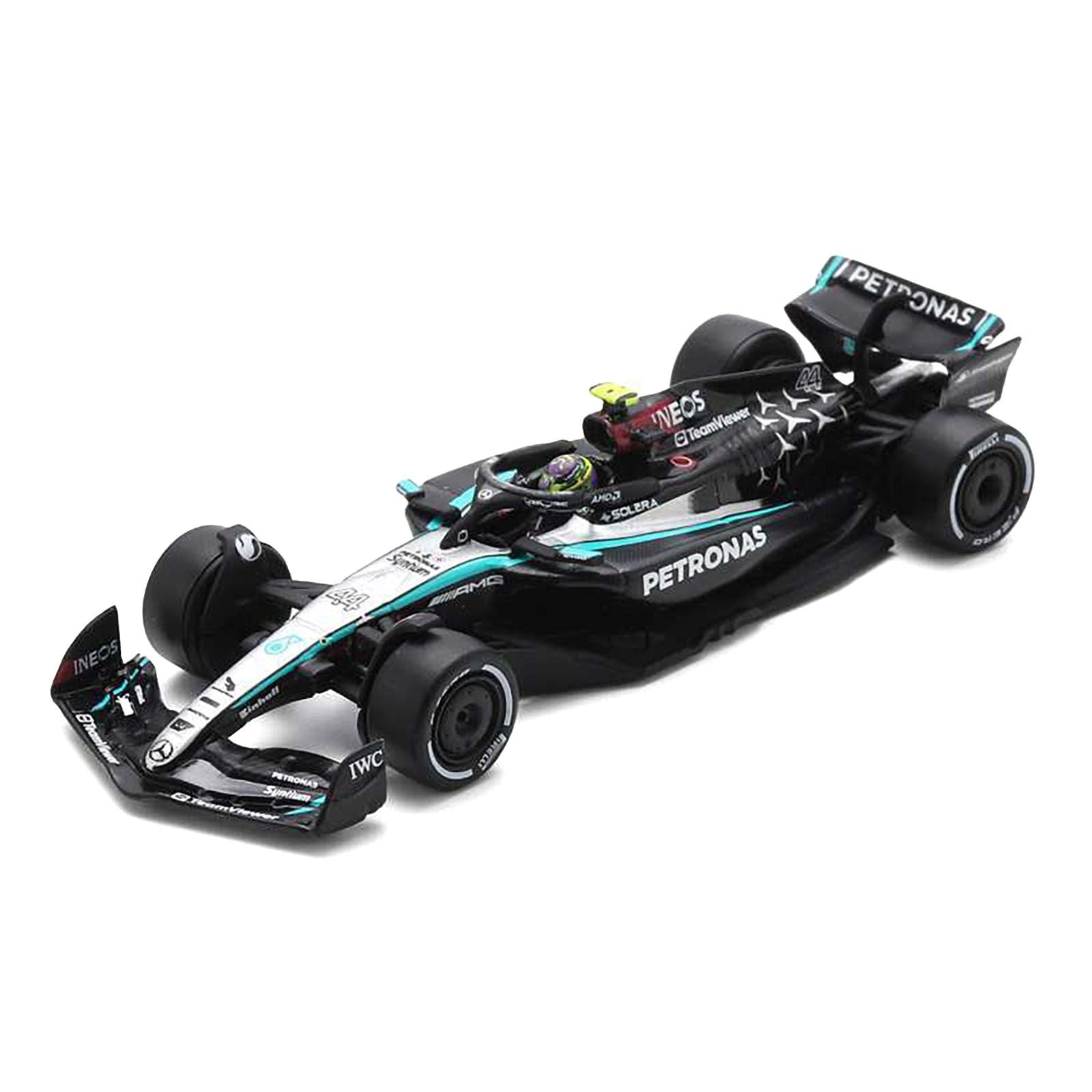 Mercedes - AMG F1 W15 E Performance 44 Lewis Hamilton "Petronas" Formula One F1 "Bahrain GP" (2024) 1/64 Diecast Model Car by Spark - Spark - ModelCars.com