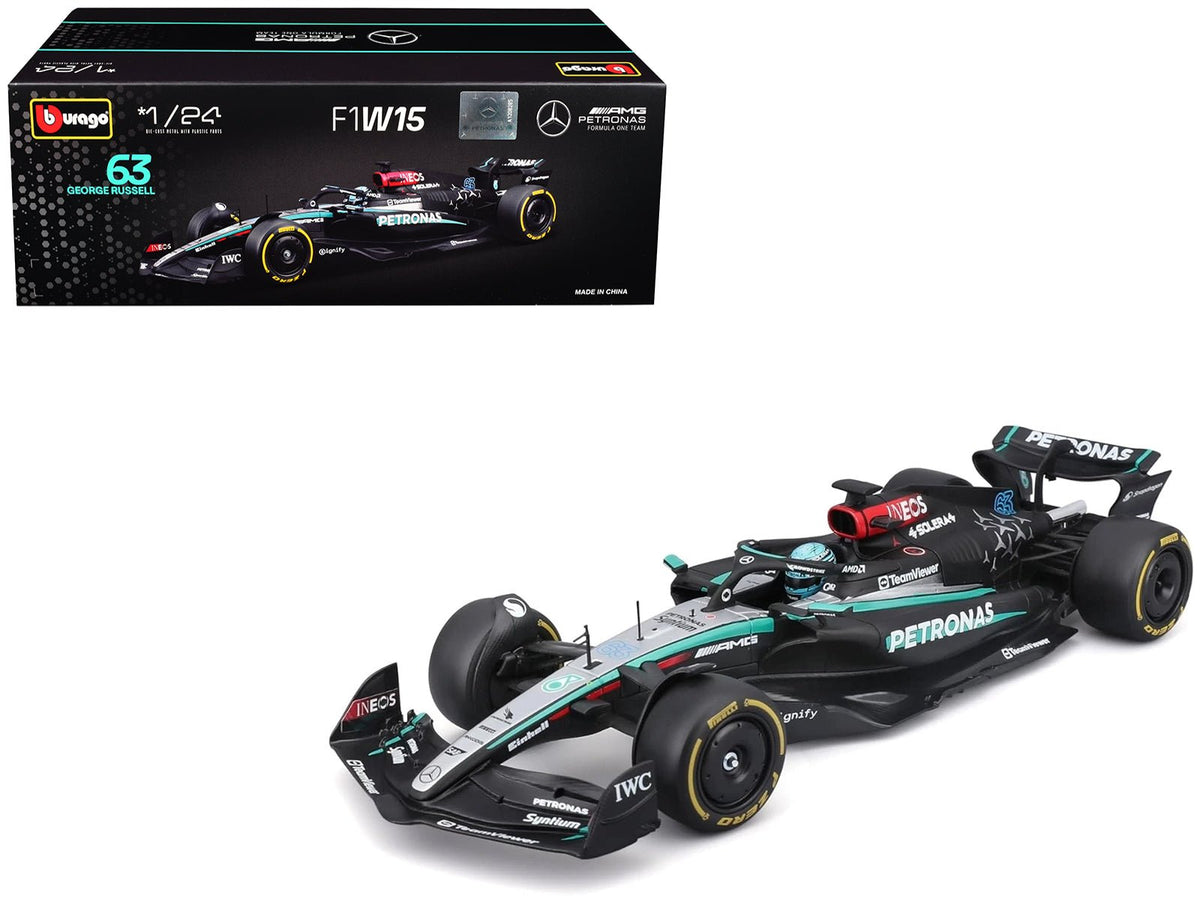 Mercedes-AMG F1 W15 E Performance 63 George Russell "Petronas" Formula One F1 "World Championship" (2024) 1/24 Diecast Model Car by Bburago-Bburago-ModelCars.com