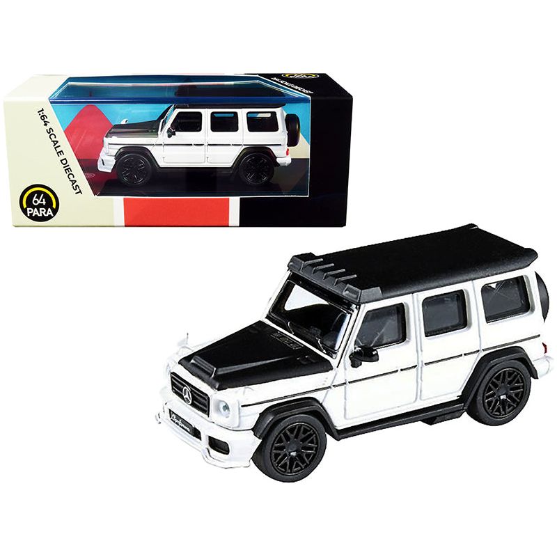 Mercedes AMG G63 Liberty Walk Wagon White with Black Hood and Top 1/64 Diecast Model Car by Paragon - Paragon - ModelCars.com