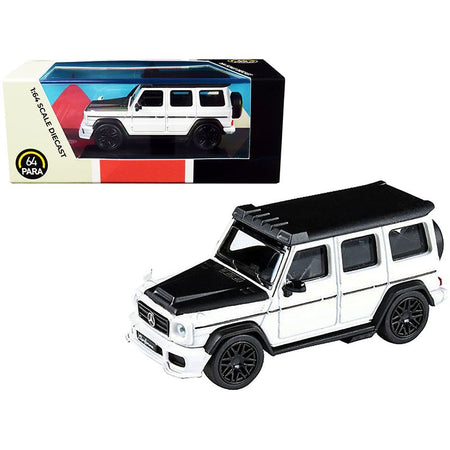 Mercedes AMG G63 Liberty Walk Wagon White with Black Hood and Top 1/64 Diecast Model Car by Paragon - Paragon - ModelCars.com