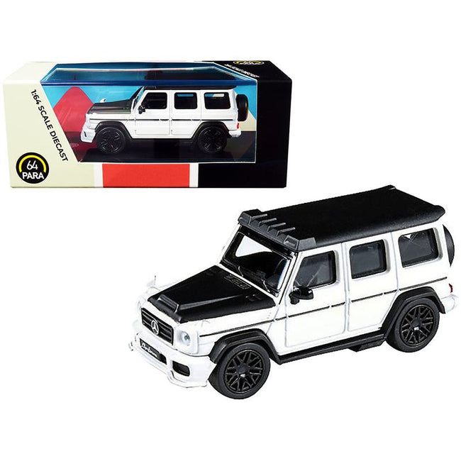 Mercedes AMG G63 Liberty Walk Wagon White with Black Hood and Top 1/64 Diecast Model Car by Paragon - Paragon - ModelCars.com