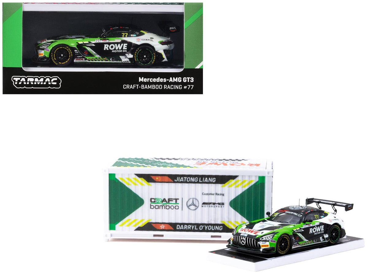 Mercedes-AMG GT3 77 Liang Jiatong - Darryl O'Young "Craft-Bamboo Racing" "GT World Challenge Asia 2025 - Beijing Season Finale" (2025) with Container Display Case "Hobby64" Series 1/64 Diecast Model Car by Tarmac Works-Tarmac Works-ModelCars.com