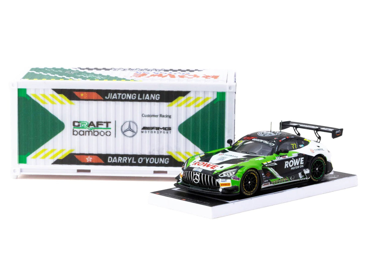 Mercedes-AMG GT3 77 Liang Jiatong - Darryl O'Young "Craft-Bamboo Racing" "GT World Challenge Asia 2025 - Beijing Season Finale" (2025) with Container Display Case "Hobby64" Series 1/64 Diecast Model Car by Tarmac Works-Tarmac Works-ModelCars.com