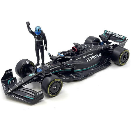 Mercedes-AMG W14 E Performance #63 George Russell "Petronas" Formula One F1 World Championship (2023) with Driver Figure 1/24 Diecast Model Car by Bburago-Bburago-ModelCars.com