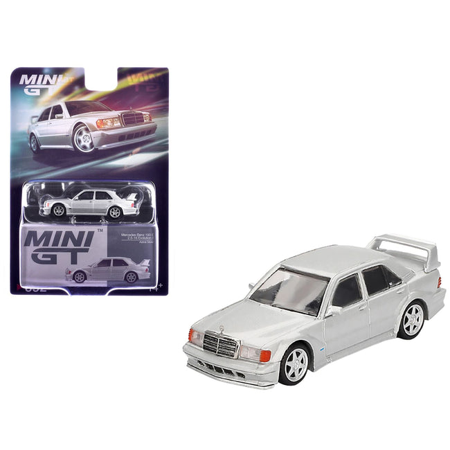 Mercedes-Benz 190E 2.5-16 Evolution II Astral Silver Metallic Limited Edition 1/64 Diecast Model Car by Mini GT-Mini GT-ModelCars.com