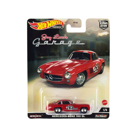 Mercedes-Benz 300 SL 263 Red (Weathered) "Jay Lenoâ€™s Garage" Diecast Model Car by Hot Wheels-Hotwheels-ModelCars.com