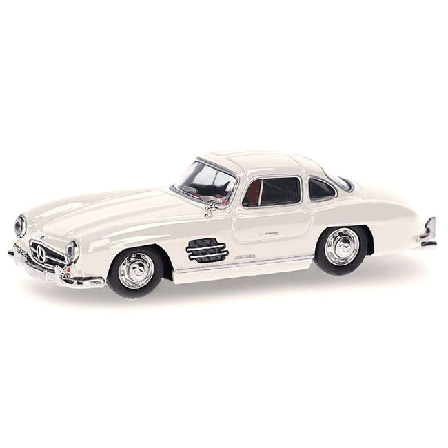 Mercedes - Benz 300 SL Gullwing White with Red Interior 1/87 (HO) Plastic Model Car by Promotex - Promotex - ModelCars.com