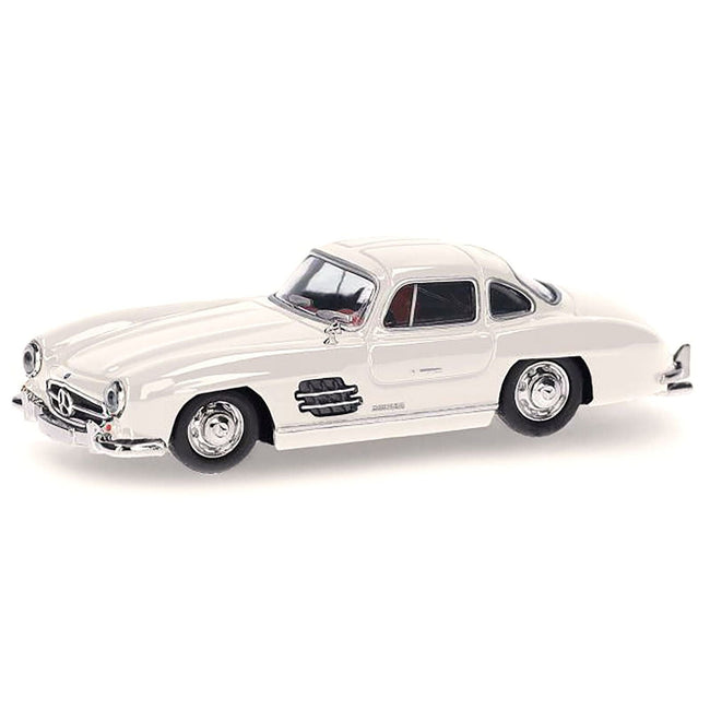 Mercedes-Benz 300 SL Gullwing White with Red Interior 1/87 (HO) Plastic Model Car by Promotex-Promotex-ModelCars.com