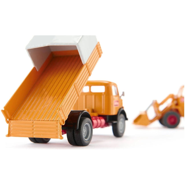 Mercedes-Benz 710 Truck Yellow and Kramer 411 Wheel Loader Yellow with Trailer 1/50 Diecast Models by Siku-SIKU-ModelCars.com