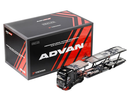Mercedes-Benz Actros Gigaspace Auto Transporter "ADVAN Yokohama" Black 1/64 Diecast Model by GCD-GCD-ModelCars.com