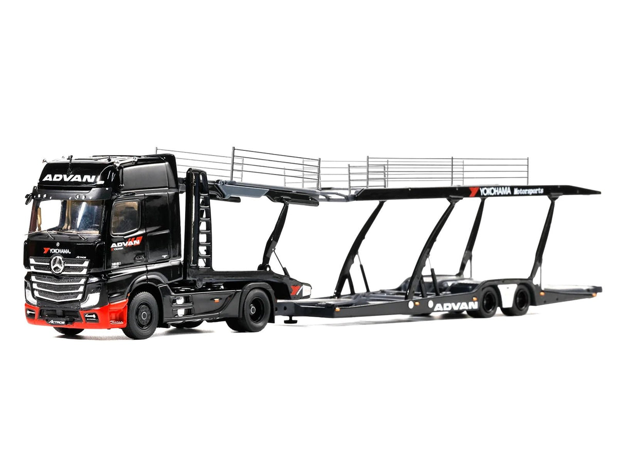 Mercedes-Benz Actros Gigaspace Auto Transporter "ADVAN Yokohama" Black 1/64 Diecast Model by GCD-GCD-ModelCars.com