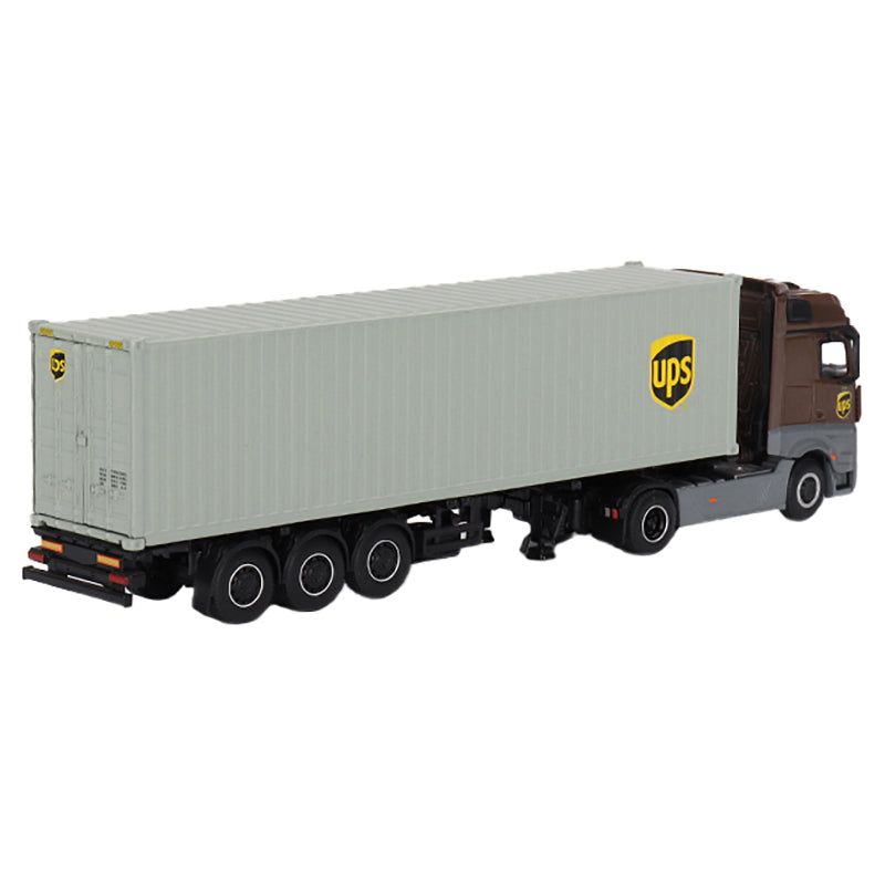Mercedes-Benz Actros with 40' Container "UPS Europe" Brown and Gray 1/64 Diecast Model by Mini GT-Mini GT-ModelCars.com
