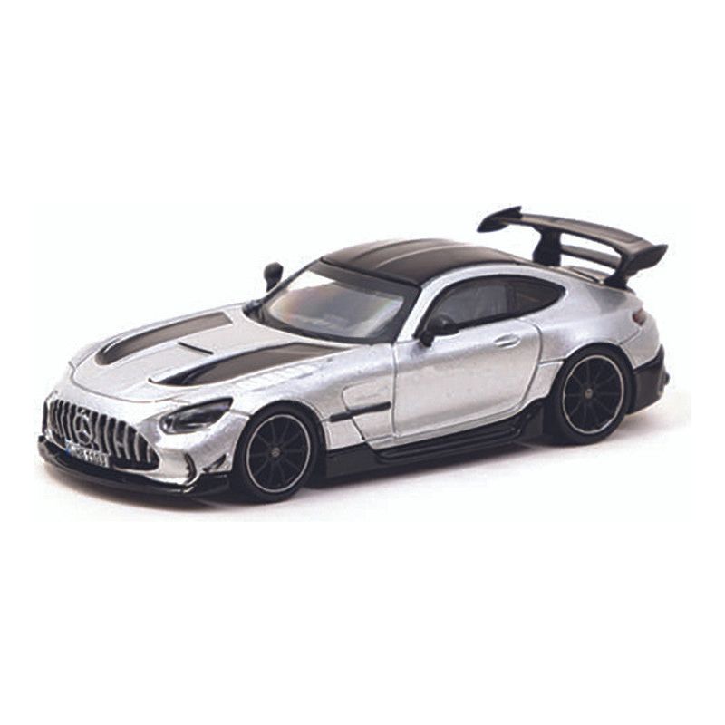 Mercedes - Benz AMG GT Black Series Silver Metallic with Black Hood Stripes and Top "Global64" Series 1/64 Diecast Model by Tarmac Works - Tarmac Works - ModelCars.com