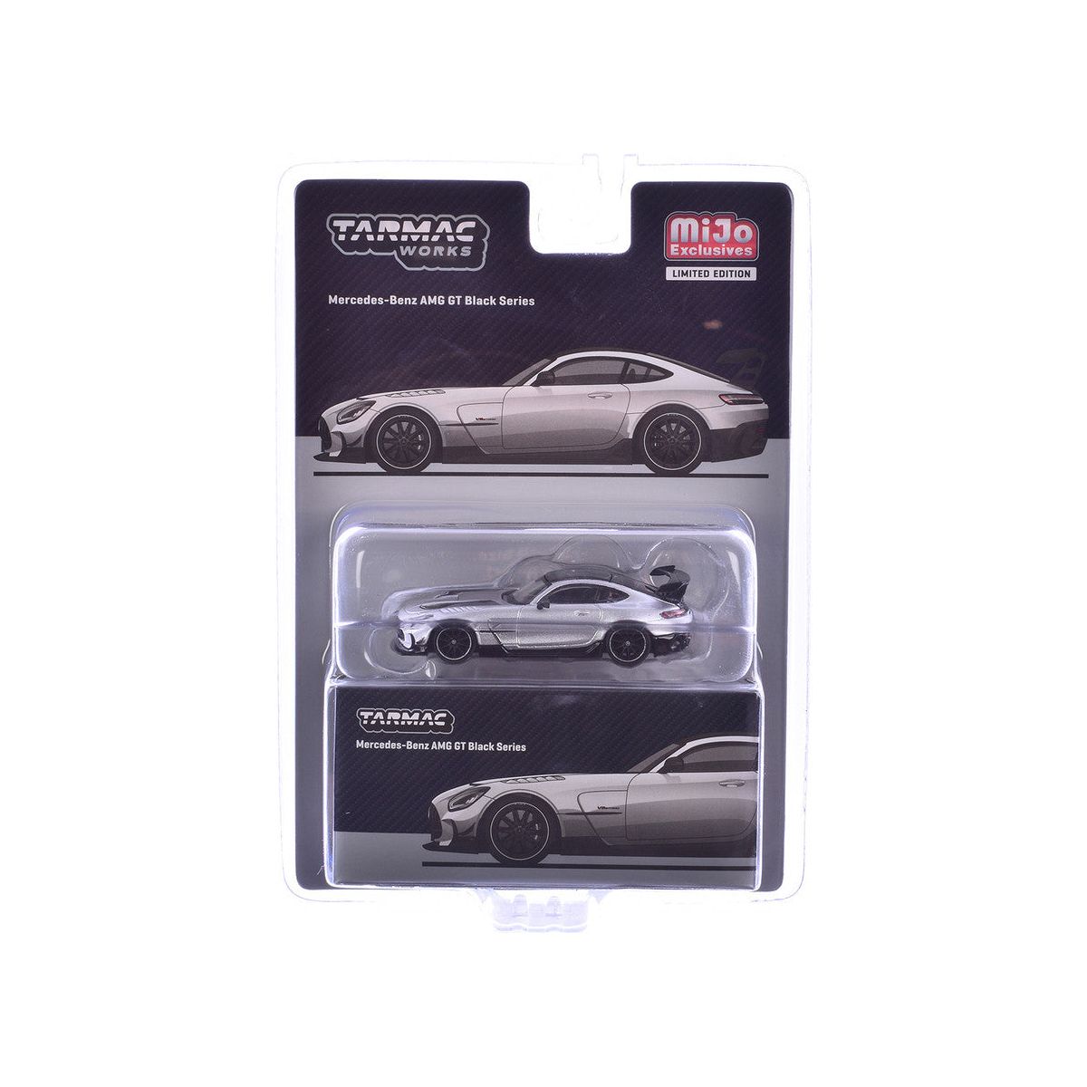 Mercedes - Benz AMG GT Black Series Silver Metallic with Black Hood Stripes and Top "Global64" Series 1/64 Diecast Model by Tarmac Works - Tarmac Works - ModelCars.com