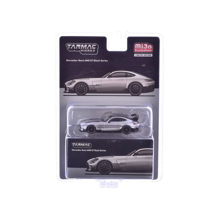 Mercedes - Benz AMG GT Black Series Silver Metallic with Black Hood Stripes and Top "Global64" Series 1/64 Diecast Model by Tarmac Works - Tarmac Works - ModelCars.com