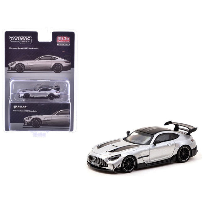 Mercedes - Benz AMG GT Black Series Silver Metallic with Black Hood Stripes and Top "Global64" Series 1/64 Diecast Model by Tarmac Works - Tarmac Works - ModelCars.com