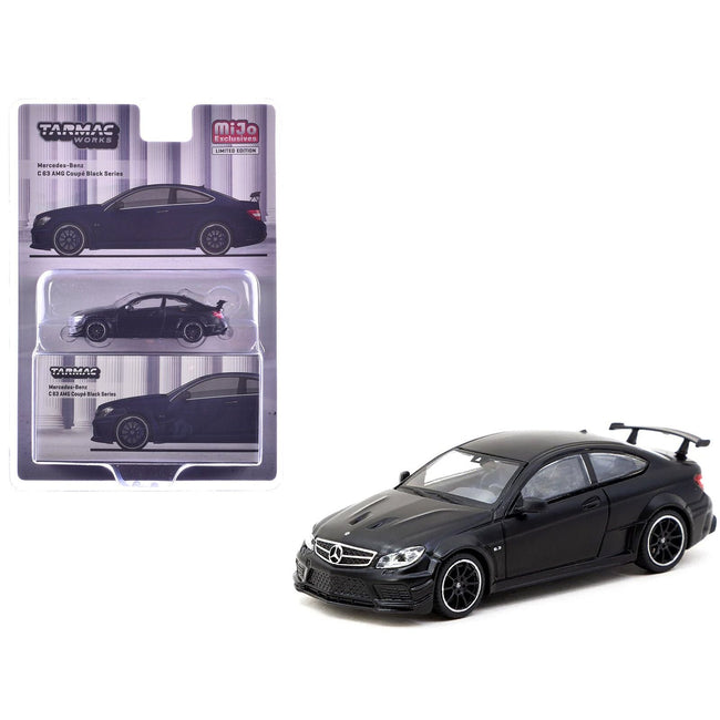Mercedes-Benz C 63 AMG Coupe Black Series Matt Black "Global64" Series 1/64 Diecast Model by Tarmac Works-Tarmac Works-ModelCars.com