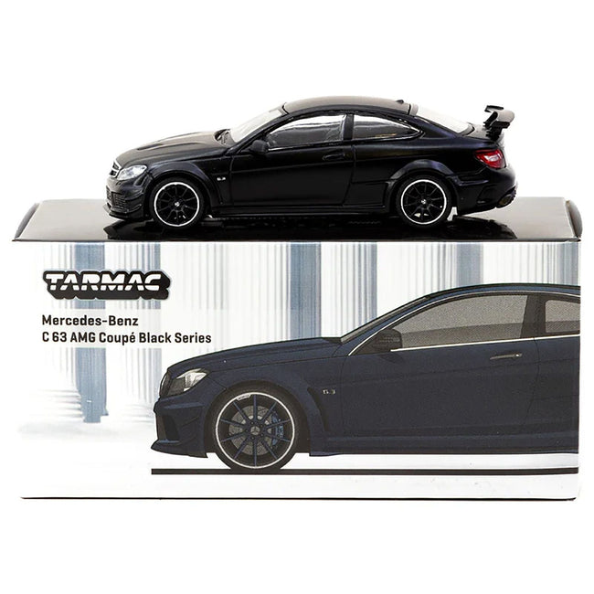 Mercedes-Benz C 63 AMG Coupe Black Series Matt Black "Global64" Series 1/64 Diecast Model by Tarmac Works-Tarmac Works-ModelCars.com