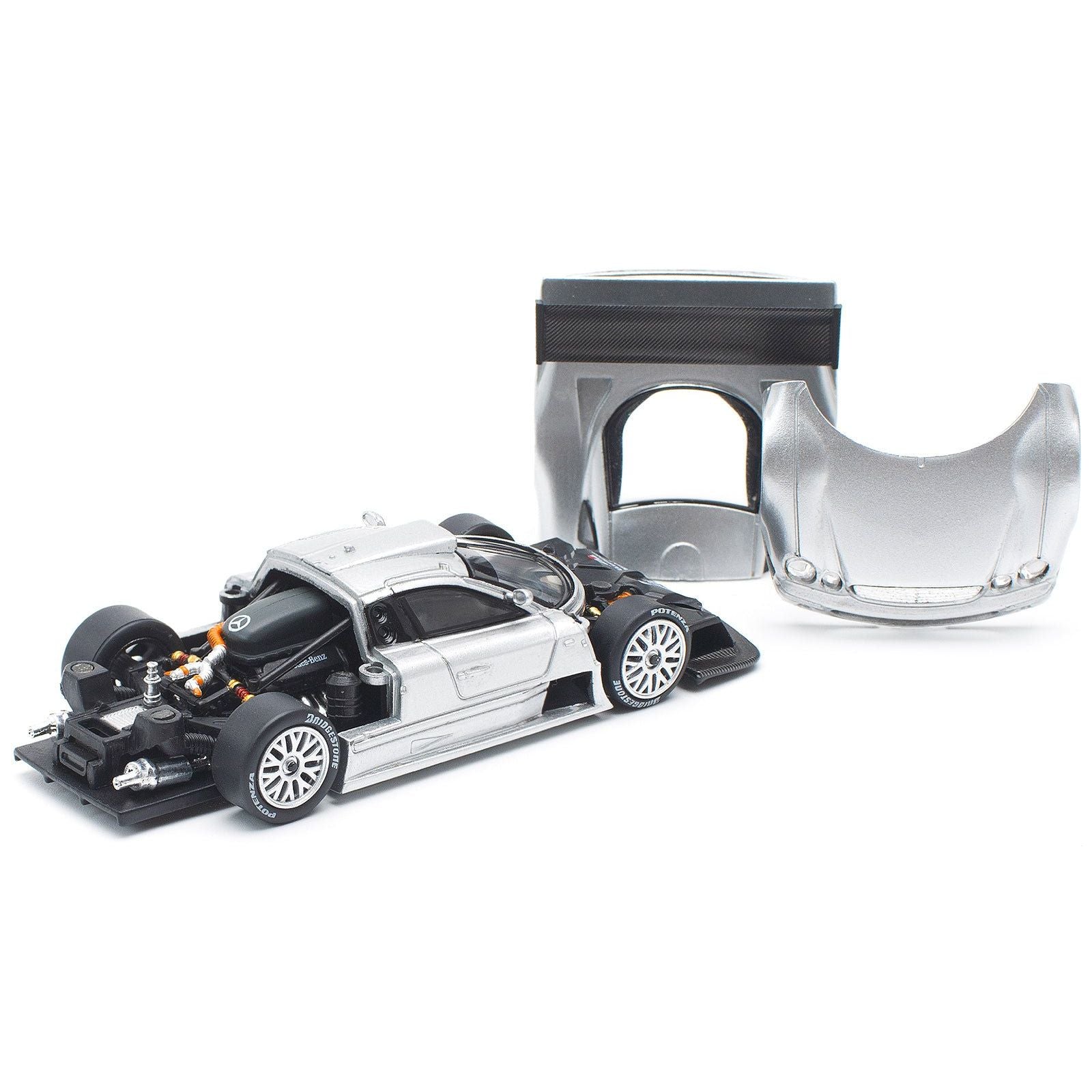 Mercedes - Benz CLK GTR Silver Metallic 1/64 Diecast Model Car by Pop Race - Pop Race - ModelCars.com
