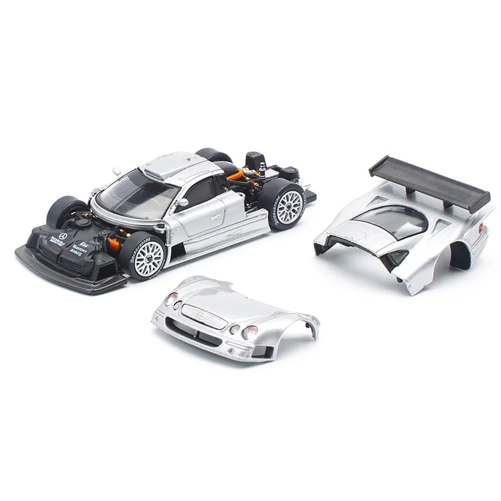 Mercedes - Benz CLK GTR Silver Metallic 1/64 Diecast Model Car by Pop Race - Pop Race - ModelCars.com
