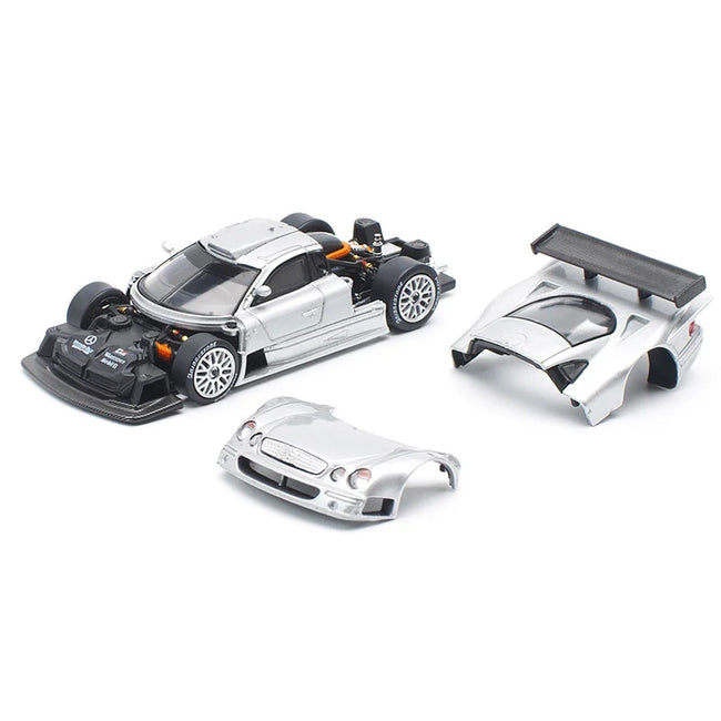 Mercedes - Benz CLK GTR Silver Metallic 1/64 Diecast Model Car by Pop Race - Pop Race - ModelCars.com