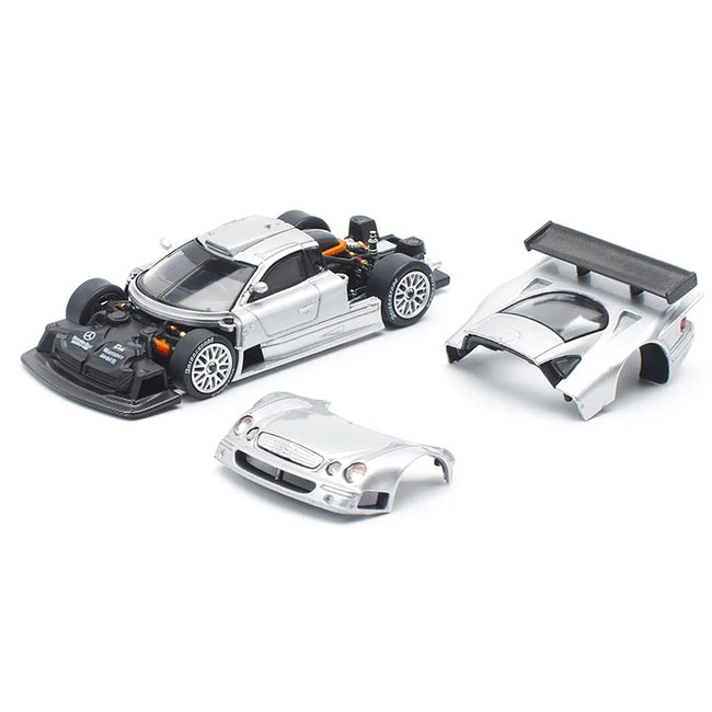 Mercedes-Benz CLK GTR Silver Metallic 1/64 Diecast Model Car by Pop Race-Pop Race-ModelCars.com