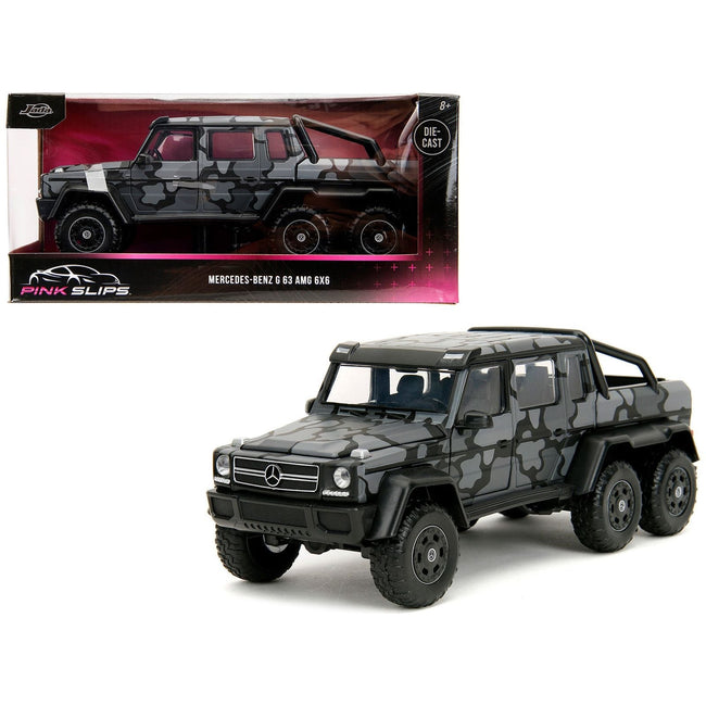 Mercedes-Benz G 63 AMG 6x6 Pickup Truck Gray Camouflage "Pink Slips" Series 1/24 Diecast Model Car by Jada-Jada-ModelCars.com