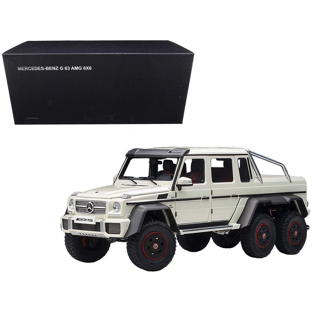 Mercedes Benz G63 AMG 6x6 Designo Diamond White with Carbon Accents 1/18 Model Car by Autoart - Autoart - ModelCars.com