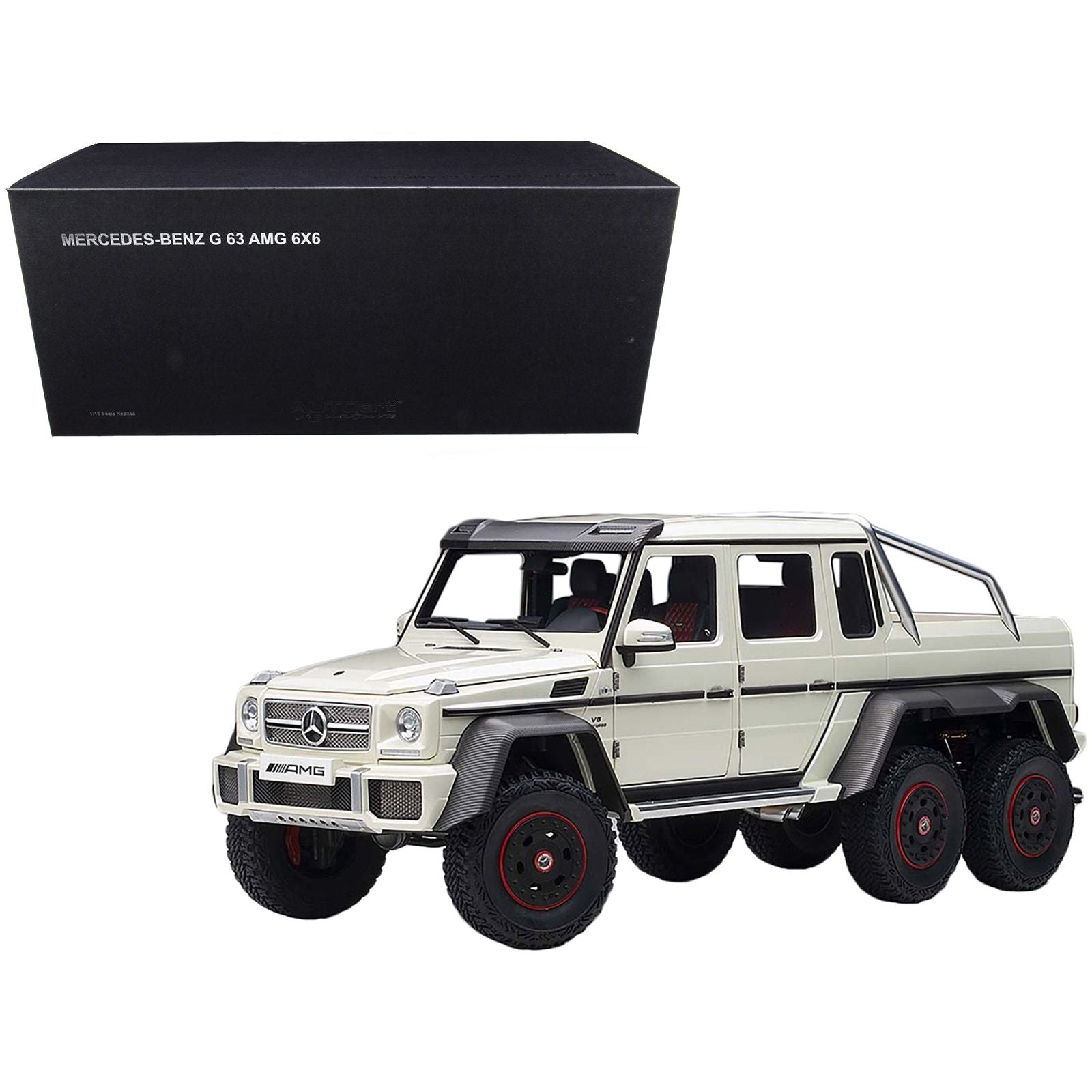 Mercedes Benz G63 AMG 6x6 Designo Diamond White with Carbon Accents 1/18 Model Car by Autoart - Autoart - ModelCars.com