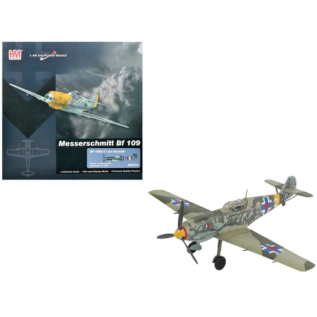 Messerschmitt Bf 109E-3 Fighter Aircraft "White 2 Jan Reznak 13.(slow)/JG 52 Kraznodar USSR" (1943) German Luftwaffe "Air Power Series" 1/48 Diecast Model by Hobby Master-Hobby Master-ModelCars.com