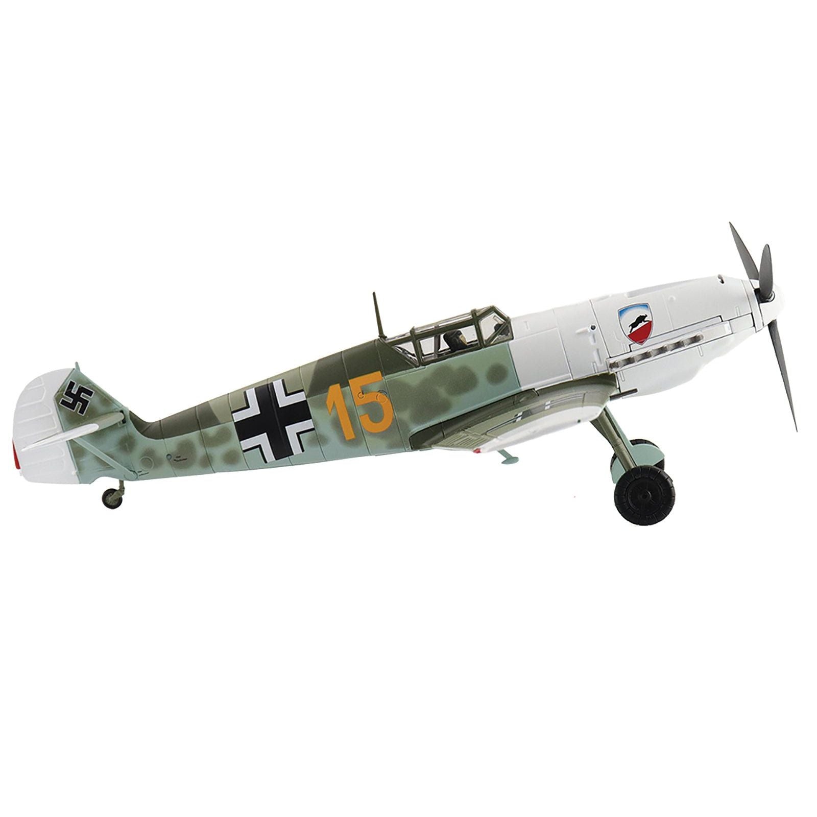 Messerschmitt Bf 109E - 3 Fighter Aircraft "Yellow 15 Karl Wolff III/JG 52 France" (1940) German Luftwaffe "Air Power Series" 1/48 Diecast Model by Hobby Master - Hobby Master - ModelCars.com