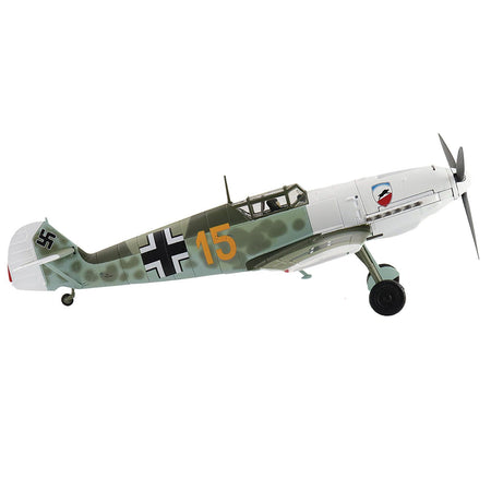 Messerschmitt Bf 109E - 3 Fighter Aircraft "Yellow 15 Karl Wolff III/JG 52 France" (1940) German Luftwaffe "Air Power Series" 1/48 Diecast Model by Hobby Master - Hobby Master - ModelCars.com