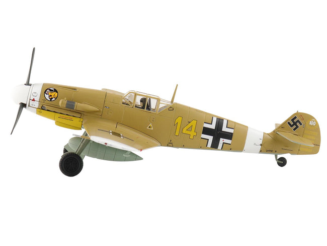 Messerschmitt Bf 109F-4 Fighter Aircraft "Marseille Yellow 14 3./JG27 Egypt" (1942) German Luftwaffe "Air Power Series" 1/48 Diecast Model by Hobby Master-Hobby Master-ModelCars.com