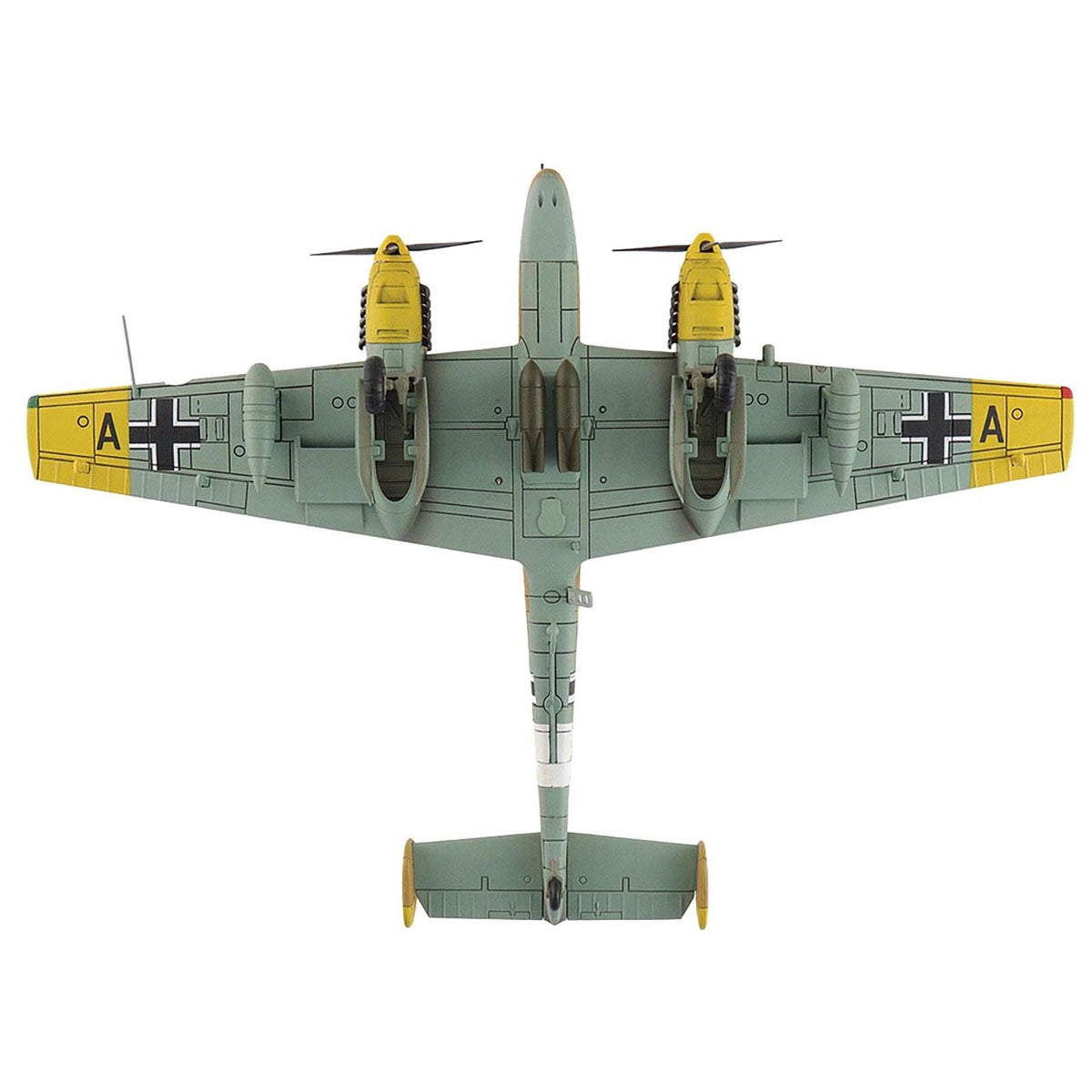 Messerschmitt BF 110E-2 Trop Fighter Aircraft "3U+AR 7./ZG26 Italy" (1941) German Luftwaffe "Air Power Series" 1/72 Diecast Model by Hobby Master-Hobby Master-ModelCars.com