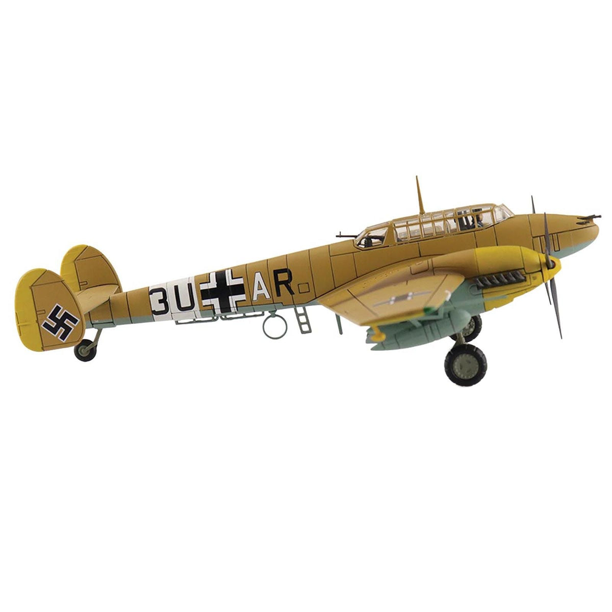 Messerschmitt BF 110E-2 Trop Fighter Aircraft "3U+AR 7./ZG26 Italy" (1941) German Luftwaffe "Air Power Series" 1/72 Diecast Model by Hobby Master-Hobby Master-ModelCars.com