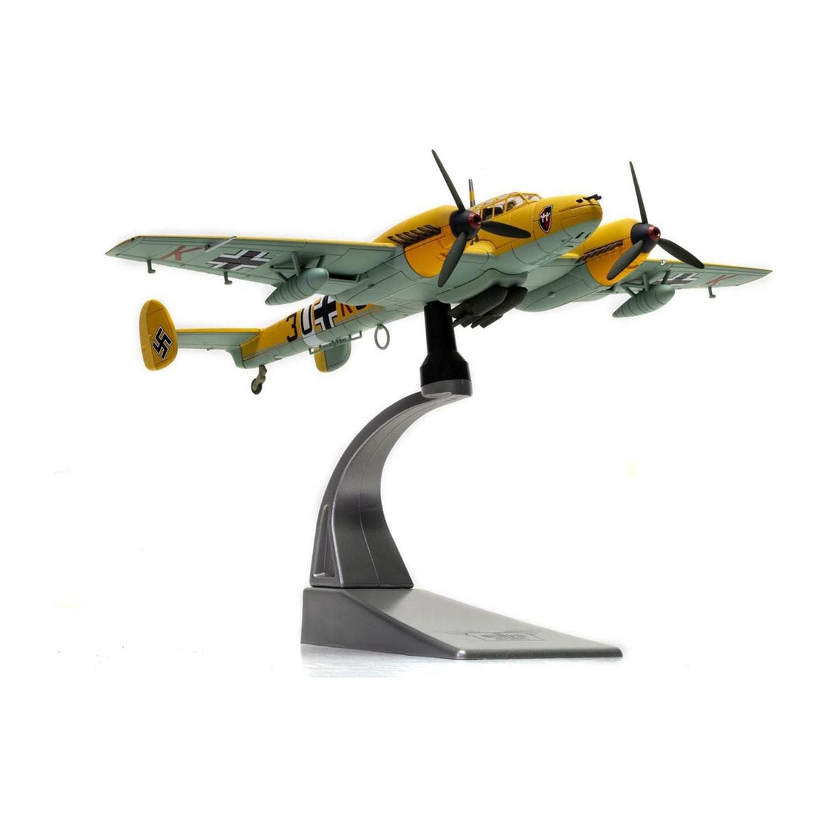 Messerschmitt Bf 110E-2 (Trop) Fighter-Bomber Aircraft "3U+KS 8./ZG 26 Horst Wessel Derna Airfield North Africa" (1941) German Luftwaffe "The Aviation Archive" Series 1/72 Diecast Model by Corgi-Corgi-ModelCars.com