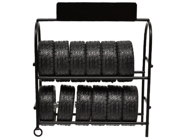 Metal Tire Rack with Rims and Tires for 1/24 Scale Models by American Diorama-American Diorama-ModelCars.com