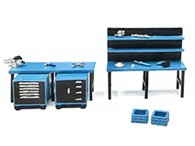 "Metal Tools" Set A Blue of 14 Pieces Limited Edition for 1/64 Scale Models by American Diorama-American Diorama-ModelCars.com